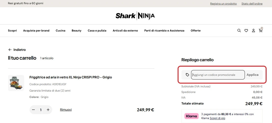 come-usare-un-codice-sconto-sharkninja-italia