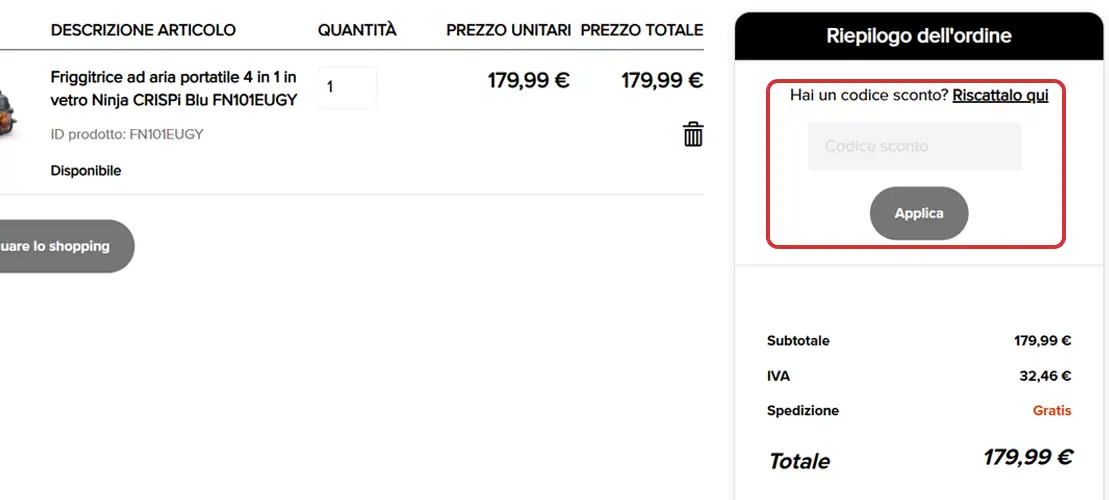 come-usare-un-coupon-sul-sito-ufficiale-di-ninja-kitchen